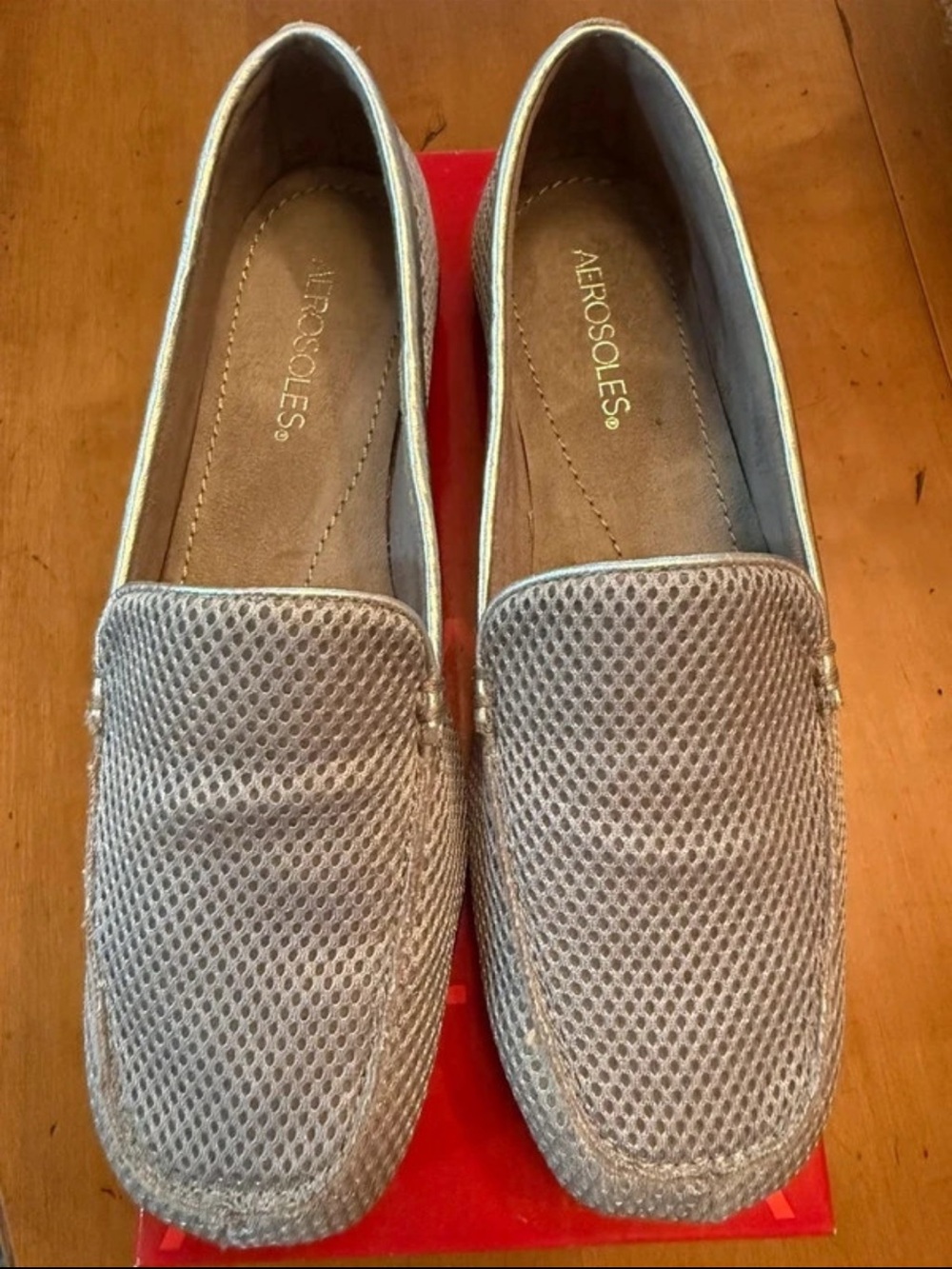 AEROSOLES Light Gray Mesh Slip-On Loafers